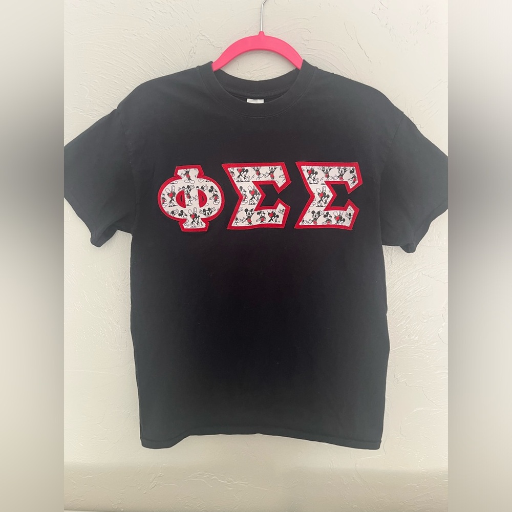 PHI SIGMA SIGMA Mickey Mouse Lettered Sorority T-shirt